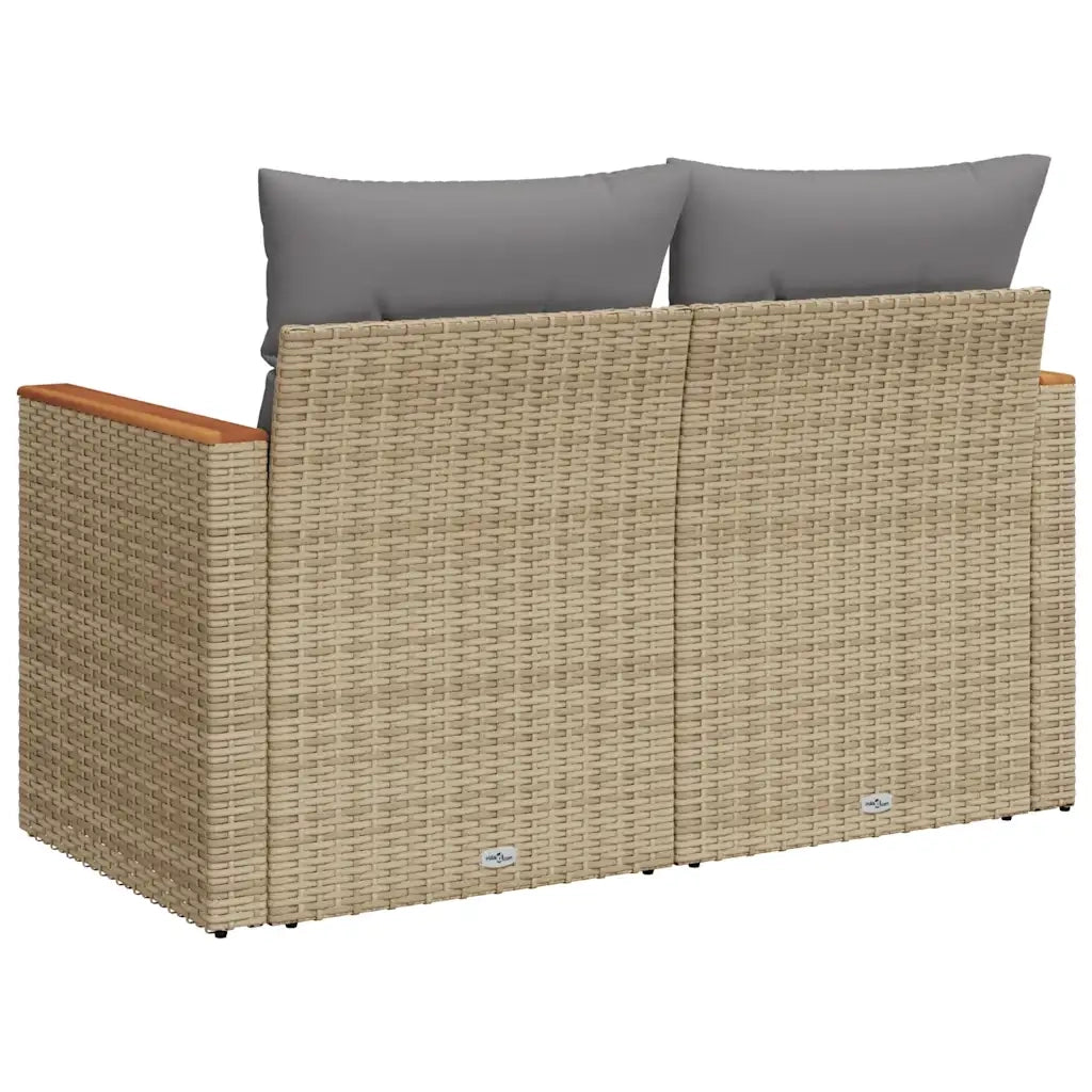 Divano da Giardino con Cuscini a 2 Posti-Sofa da Giardino-Divano da esterno Beige in Polyrattan 392671