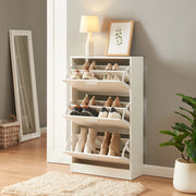 Scarpiera Sykkylven con 3 Contenitori Ribaltabili - Bianco [en.casa]