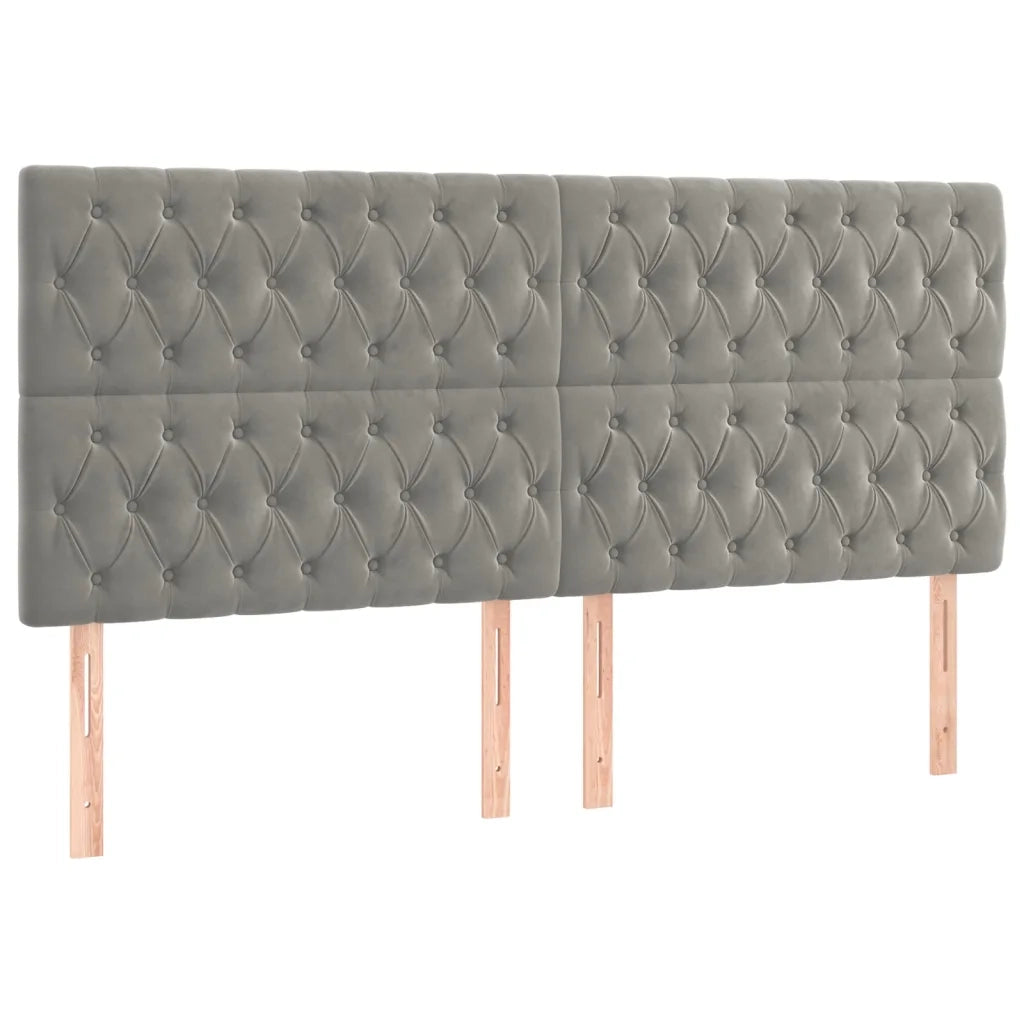 Giroletto con Testiera Grigio Chiaro 200x200 cm in Velluto cod mxl 43141