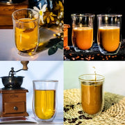 Set di 4 bicchieri per caffè a doppia parete 350ml - bicchieri per cappuccino latte macchiato - bicchieri in vetro termoresistente per cappuccino