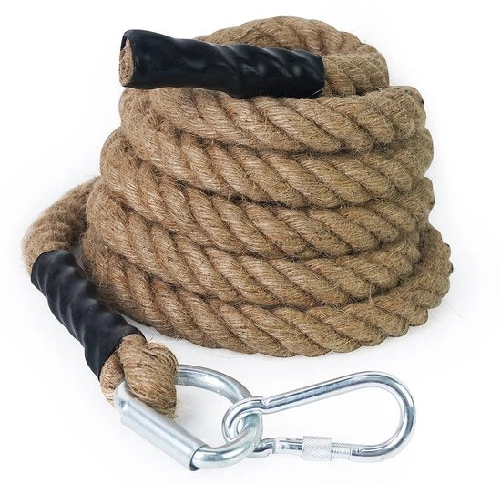 Corda Juta 30mm/40mm/50mm - Krachttraining - Resistente - Carico di sicurezza - Karabijnhaak - Duraturo - Sensibile al tatto - Corda per attività all'aperto