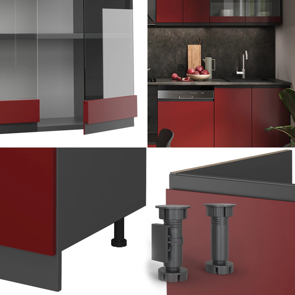Vicco Cucina componibile Rosso/antracite 300 cm Forma a J