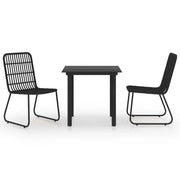 Set da Pranzo da Giardino 3 pz | Set Salotto da Giardino in Polyrattan e Vetro