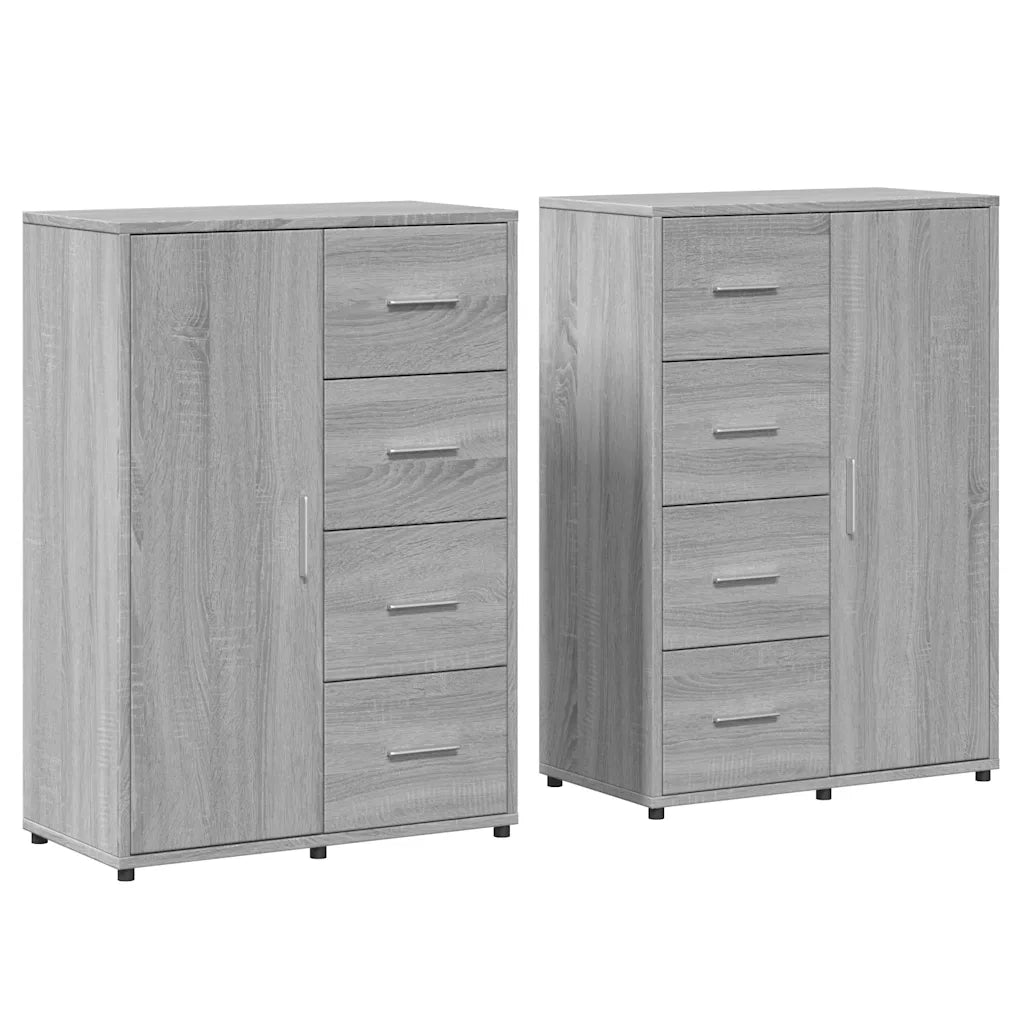 Credenze 2 pz Grigio Sonoma 60x31x84 cm in Legno Multistrato