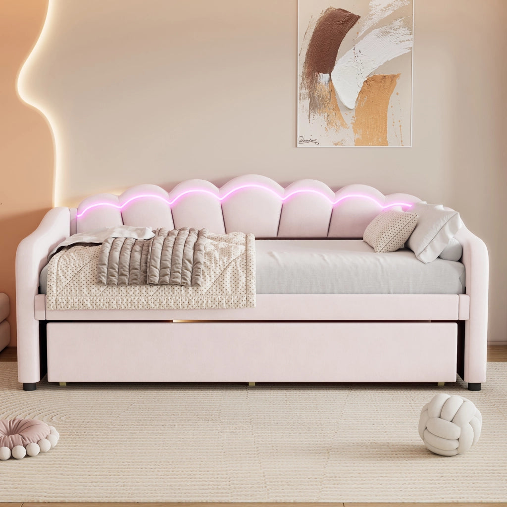 Tagesbett con letto estraibile velluto 90x200 cm