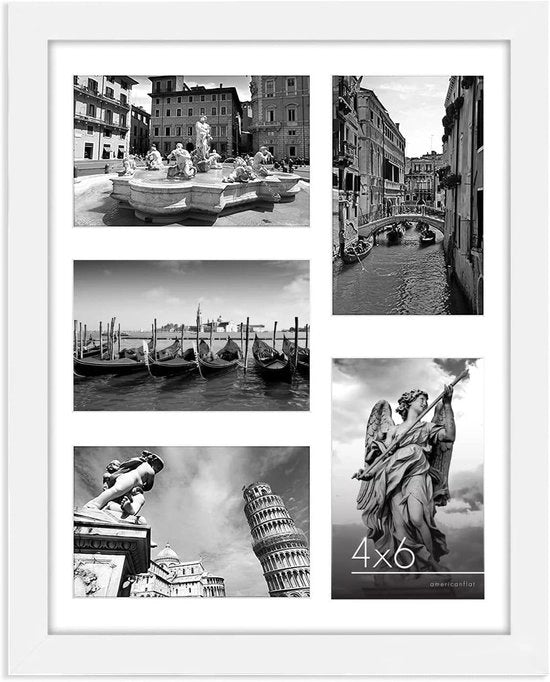 Collage fotografia 11x14 - fotografia per più foto - 5 pezzi - bianco - MDF