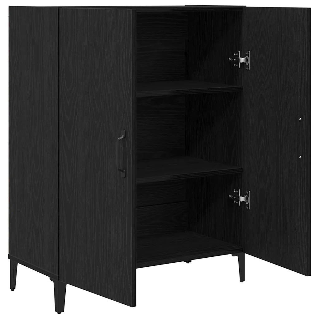 Credenza Rovere Nero 69,5x34x90 cm in Legno Multistrato 862093