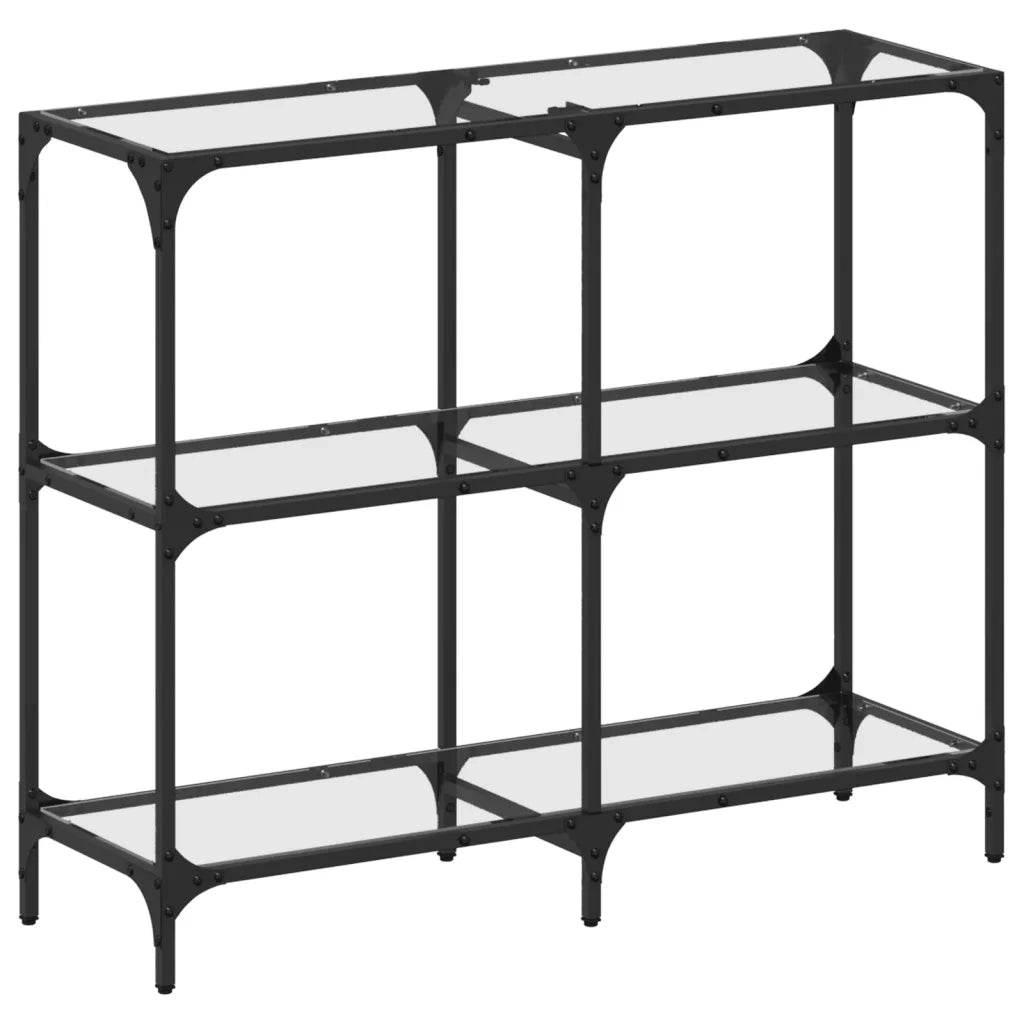 Tavolino Consolle Piano Vetro Trasparente 98x30x81cm in Acciaio 846028