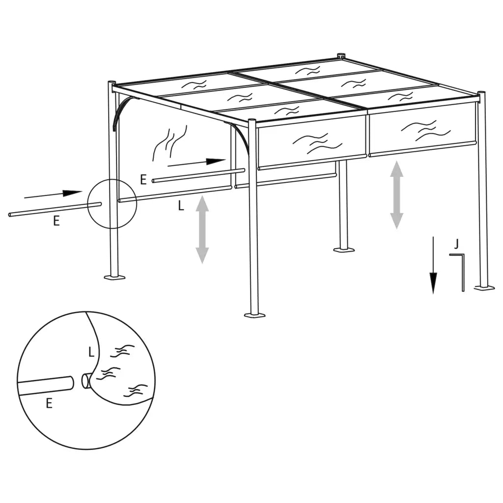 Gazebo da Giardino con Tetto Retrattile 3x3 m Talpa 180 g/mÂ² cod mxl 67032