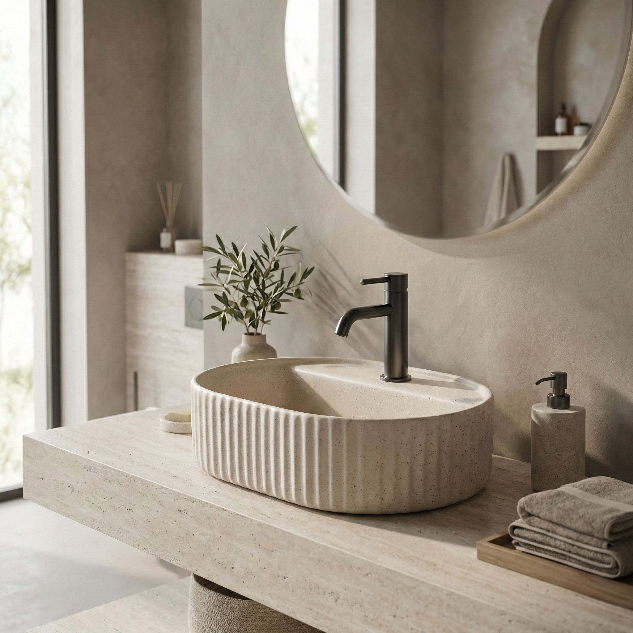 Lavabo Da Appoggio Rea Marcela 50 Vanilla