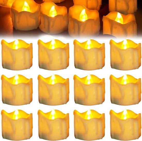 12 pezzi di candele LED senza fiamma con timer per Halloween e Natale.