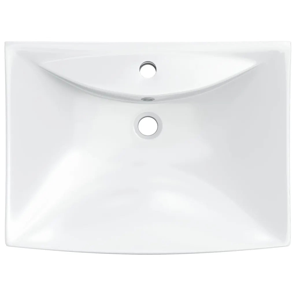 Lavabo Ceramica Lusso Rettangolare Foro di Trabocco e Foro Rubinetto  cod mxl 53569