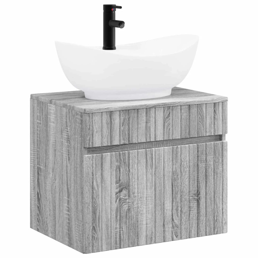Set di mobili per il bagno Sonoma grigio Legno ingegnerizzato 3404316