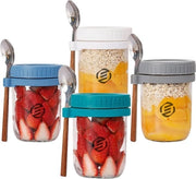 Set di Overnight Oats in Jar di Mason - Muesli - Bicchiere per Avena - Collezione - Da non perdere per il tuo colazione
