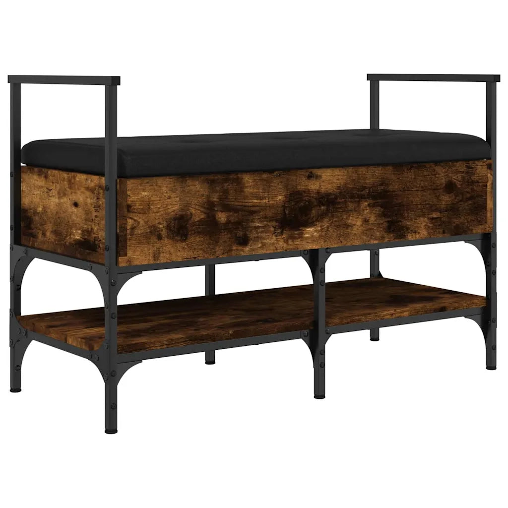 Panca Porta Scarpe-Sgabello-Panca Scarpiera Rovere Fumo 85,5x42x57,5cm Legno Multistrato