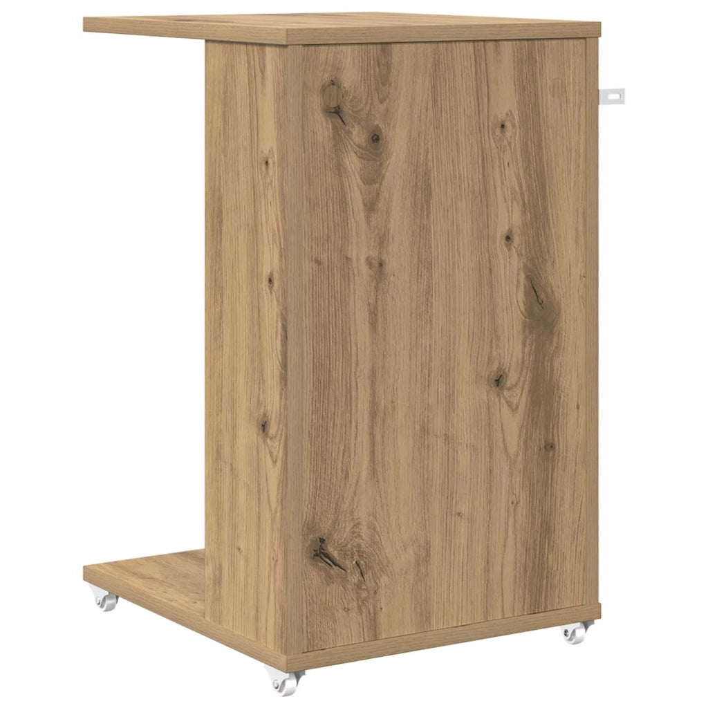 Tavolo laterale | Tavolino con ruota Rovere artigianale 40 x 35 x 60 cm