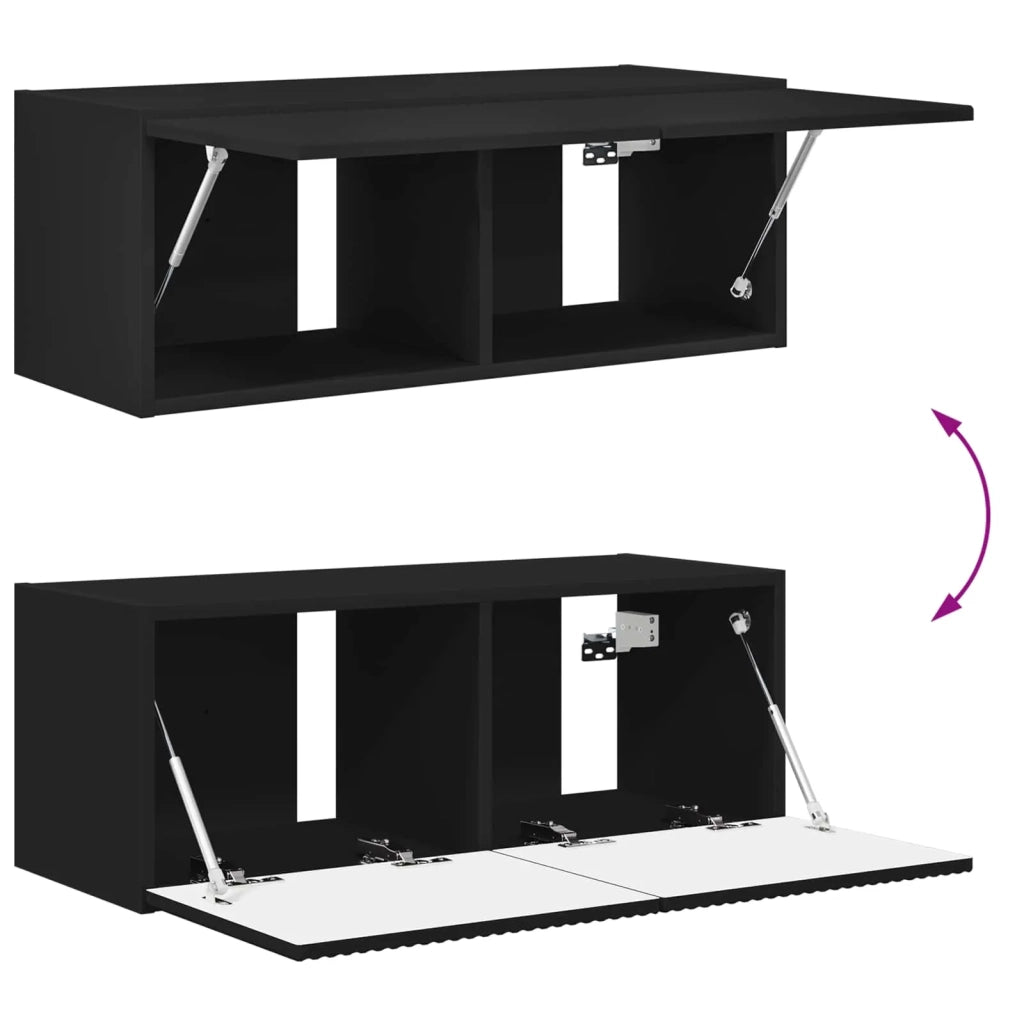 Set di Mobiletto da TV a Parete 4 pcs Nero Legno multistrato