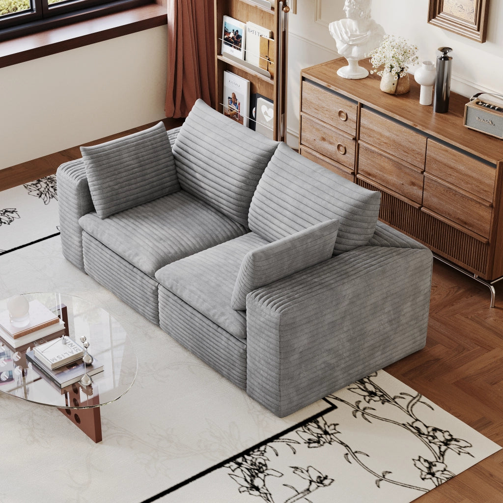 Desviae Divano modulare in tessuto grigio con supporto interamente in schiuma e design componibile