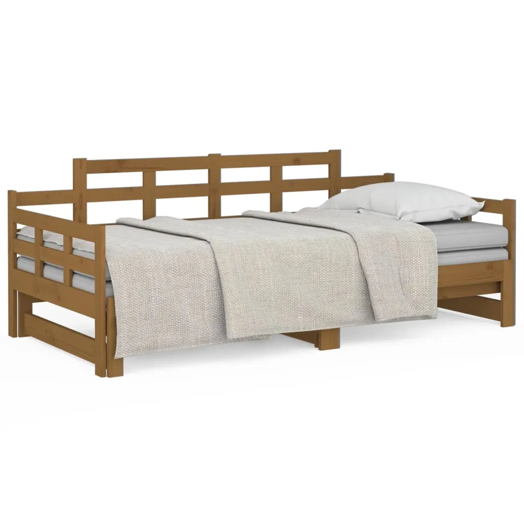 Letto singolo | Letto per adulti | Dormeuse Estraibile Ambra Legno Massello di Pino 2x(90x190)cm