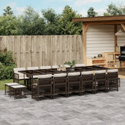 Set da Pranzo da Giardino 17 pz con Cuscini Marrone Polyrattan 3211005