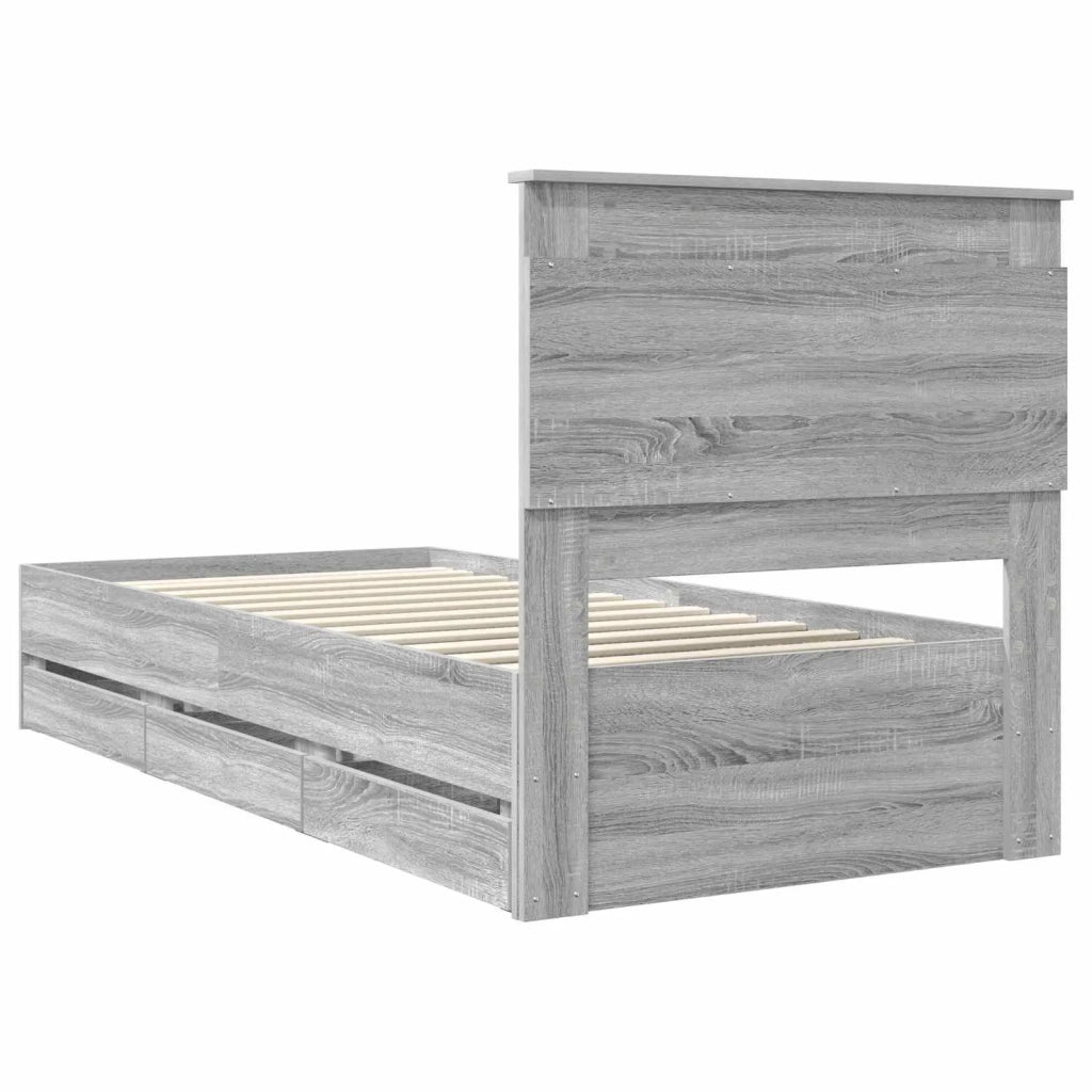 Struttura del letto con cassetto Grigio Sonoma 75 x 190 cm 3410218