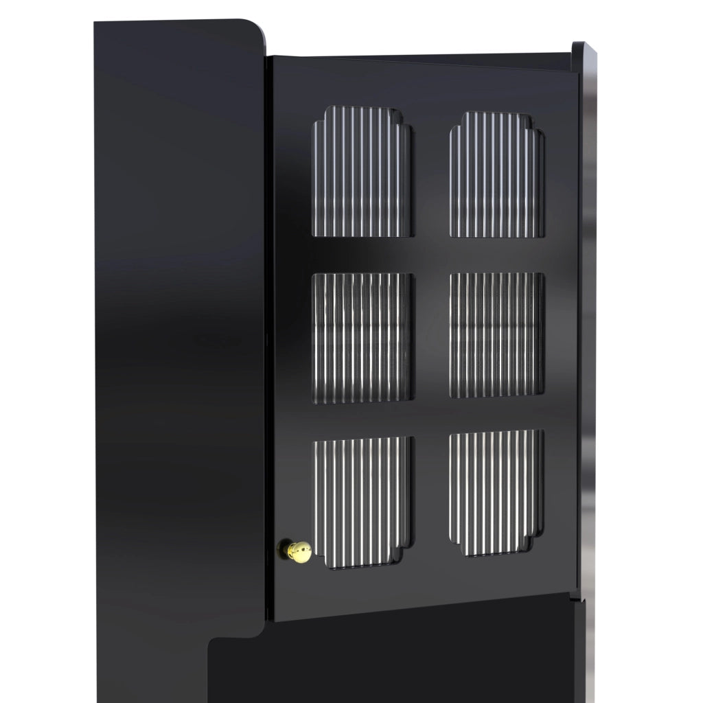 Armadietto angolare con LED e 2 ante in MDF laccato nero con ripiano aperto per soggiorno bagno e camera 63,5 × 157,5 cm