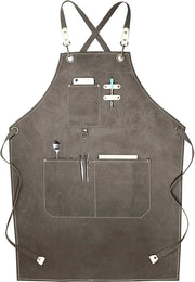 Schort da Cucina per Fai da Te - 1 pezzo - Cinturino con Spalline Regolabili in Canapa con Tasche - Schort in Canapa Spesso - Impermeabile e Resistente al Carburante - per BBQ Falegname Pizzaiolo Tatuatore Parrucchiere Barista Pittore