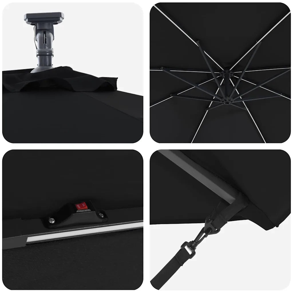 Ombrellone 294 x 294 x 248 cm Poliestere e Alluminio Nero 42003387