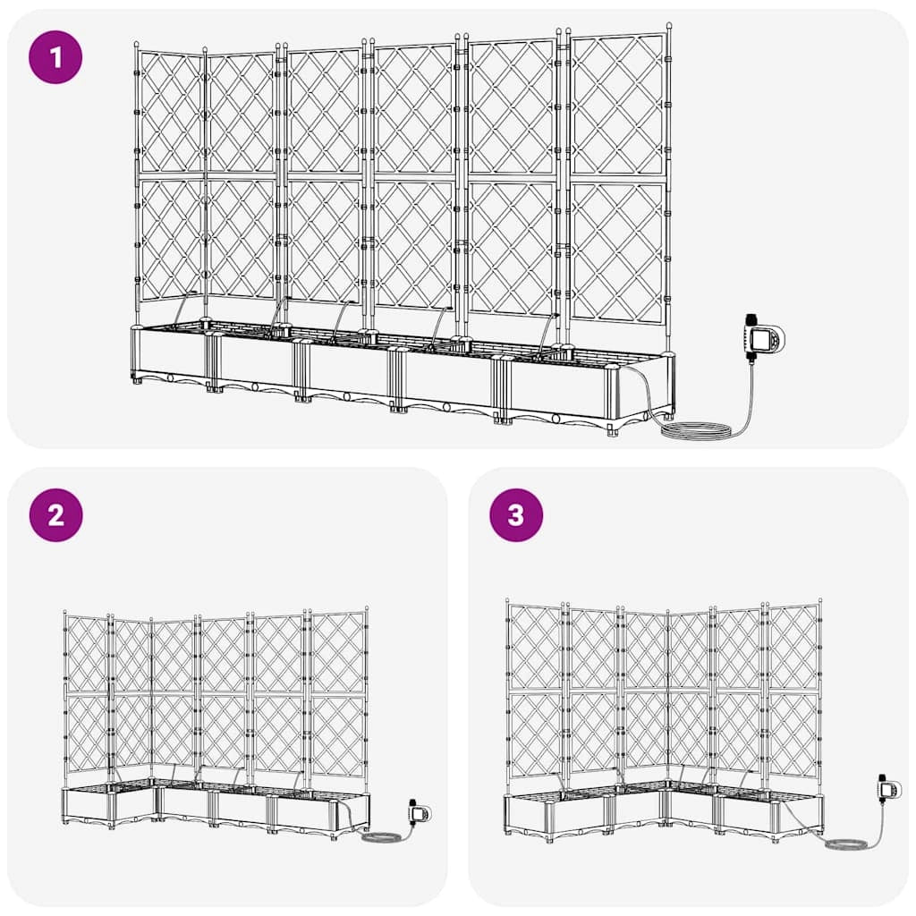 Set di 5 fioriere da giardino moderne con sistema di irrigazione 120 x 120 x 126 cm acciaio nero 02_0058553