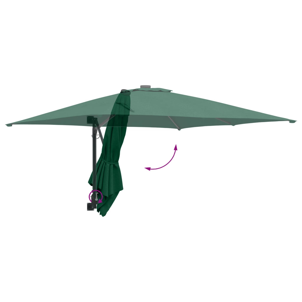 Ombrello da Patio Verde Poliestere 300 cm x 300 cm Pieghevole