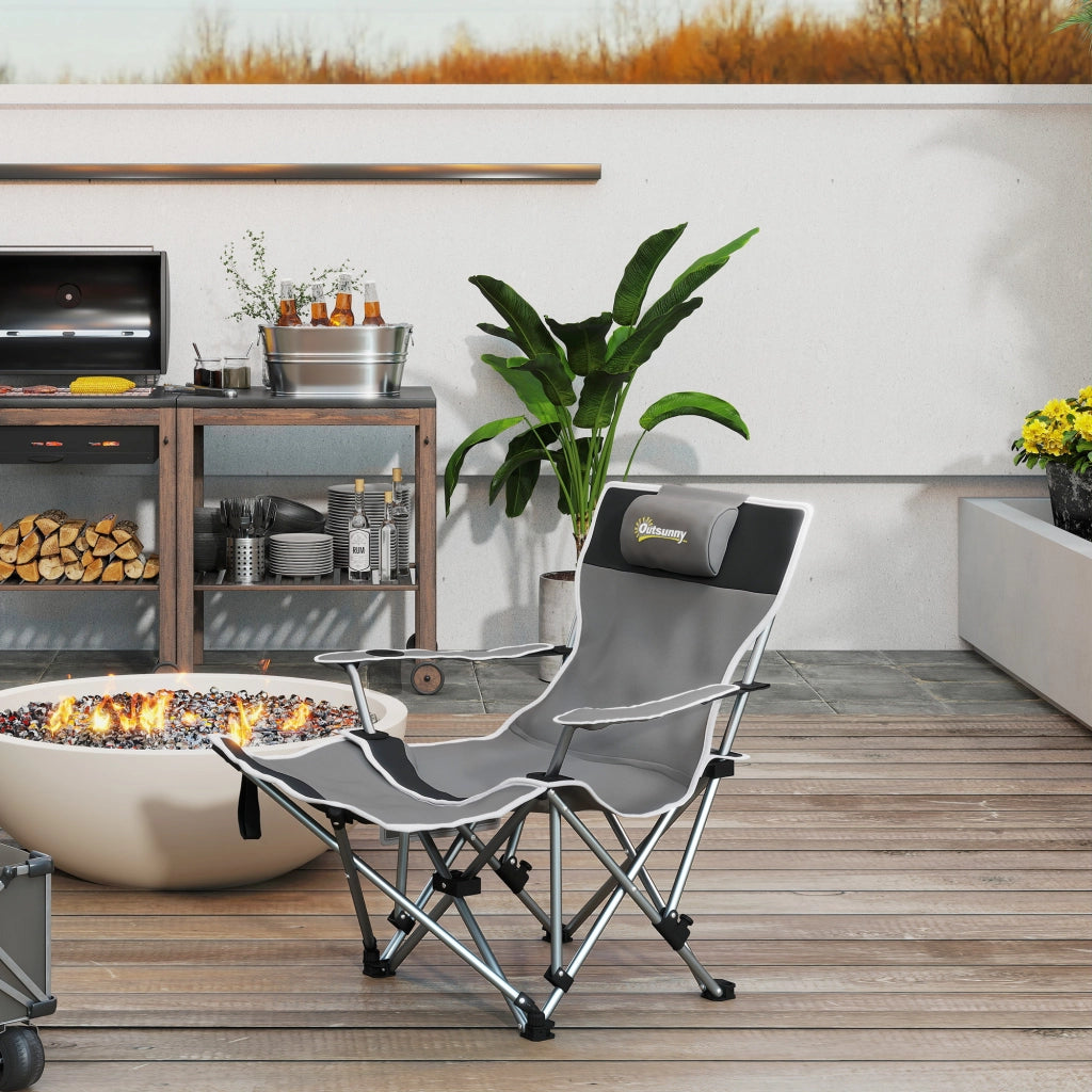 Sedia da Campeggio Pieghevole ¨C zephmum ¨C Grigio, Polipropilene, 82x100x88 cm