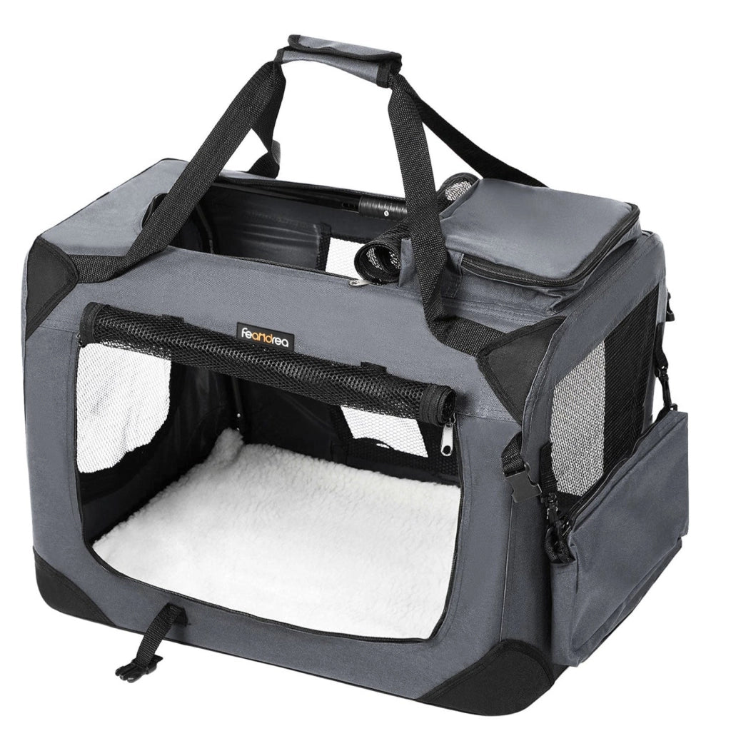 Borsa per il trasporto di cani trasportino pieghevole per gatti 70 x 52 x 52 cm grigio 12_0001243