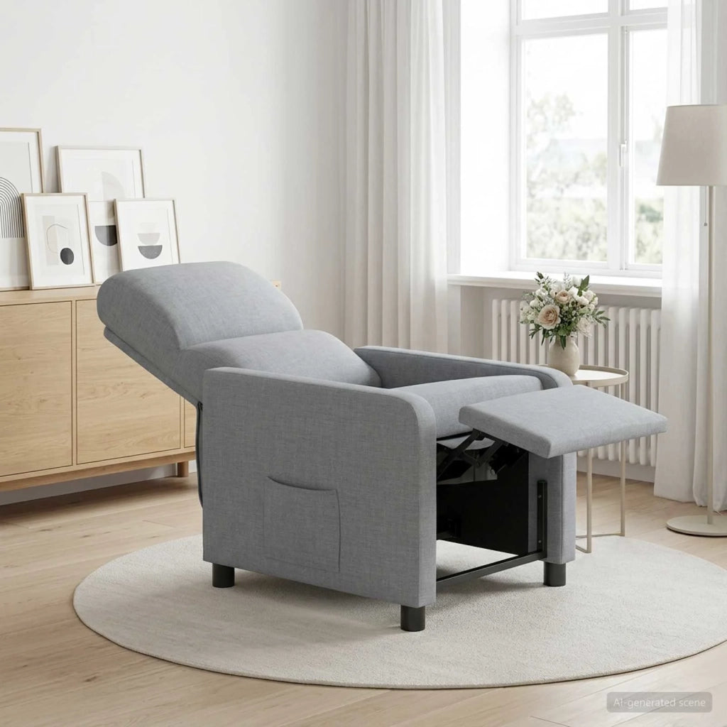 Divano Sedia-Poltrona reclinabile Grigio Chiaro Tessuto 343399