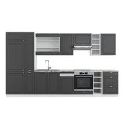 Cucina componibile Fame-Line Antracite-oro/Bianco 355 cm senza piano di lavoro Vicco