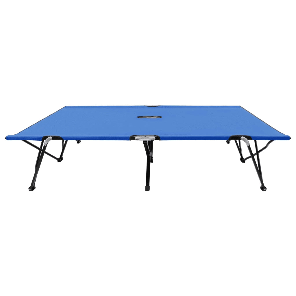 Lettino Prendisole Pieghevole Due Persone Blu in Acciaio 47759