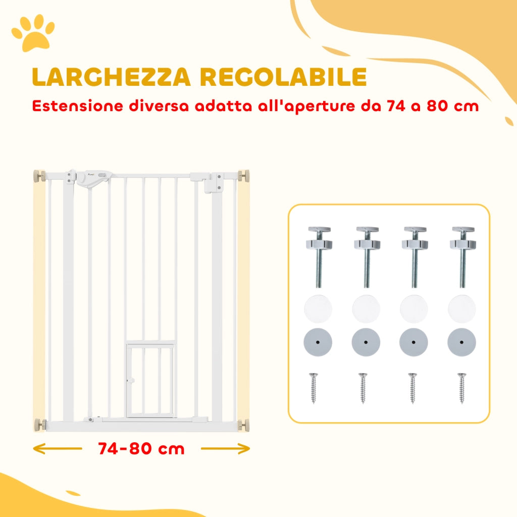 Cancelletto per Cani con Porta ¨C Zephmum ¨C Bianco 74-80x91.4cm