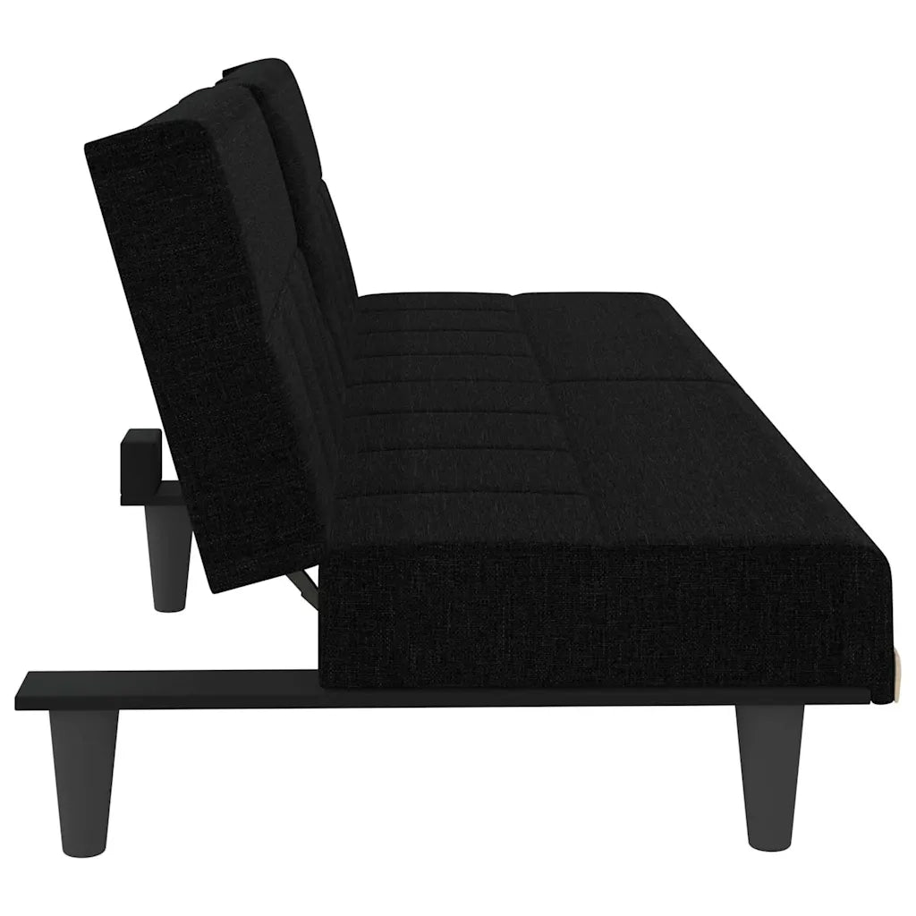 Divano Letto con Portabicchieri in Tessuto Nero 351865