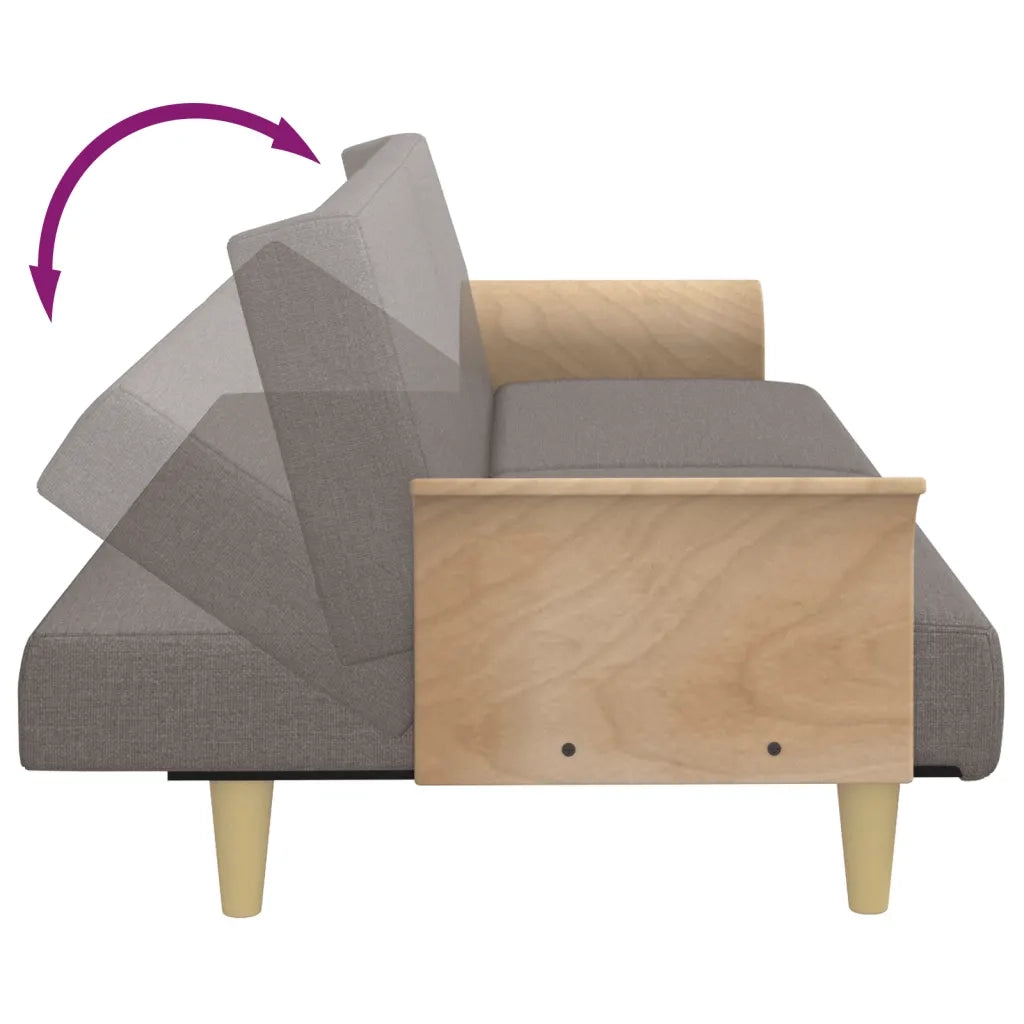 Divano Letto con Braccioli Tortora in Tessuto 351848