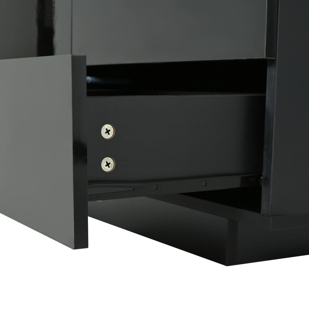 Madia LED 140x35x72,5 cm con 2 ante e 3 cassetti, nero HAVRYA