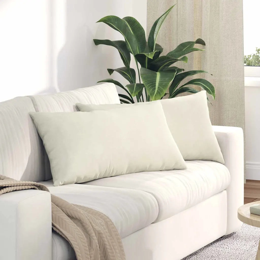 Cuscini da Divano 2 pz | Cuscini per sedie Crema 80 x 40 cm Tessuto in Cords