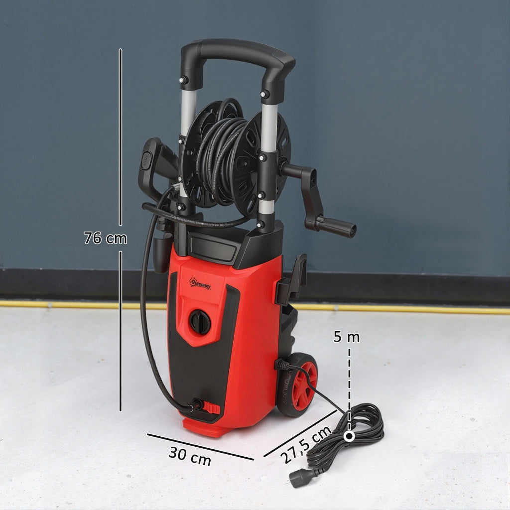 Idropulitrice Alta Pressione 1800W ¨C Xylo ¨C Angolo Regolabile con Stop Automatico 30x27,5x76cm Rosso Nero