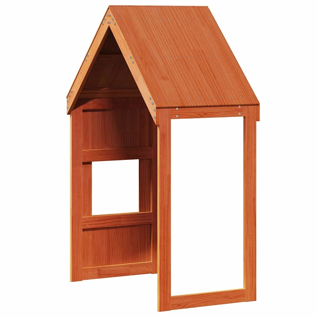 Tetto Letto Bambini Marrone Cera 55x84x132 Legno Massello Pino