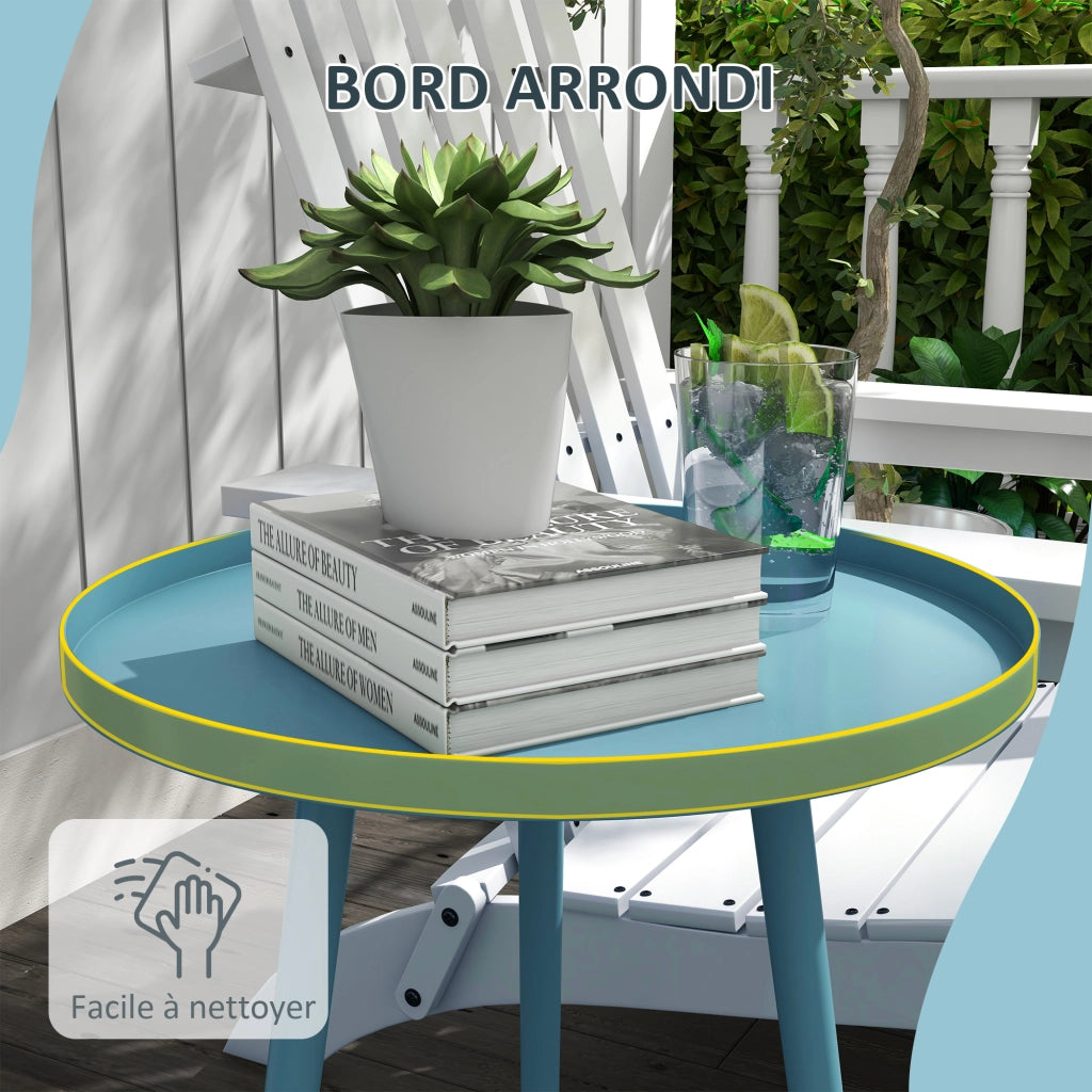 Tavolino da esterno rotondo in metallo ¨C zephmum ¨C ?40x50 cm blu