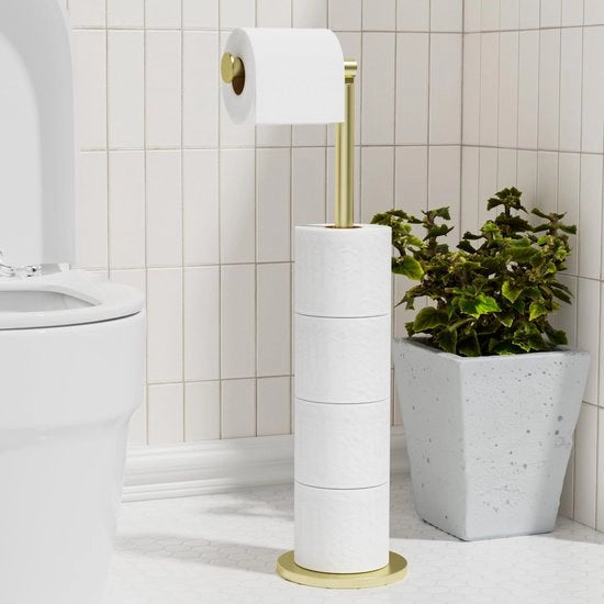 Houder di toilette indipendente, appoggio per rotoli di carta igienica pieghevole, stendardo da bagno in acciaio inossidabile, inossidabile, dispensa di stoccaggio indipendente per 5 rotoli