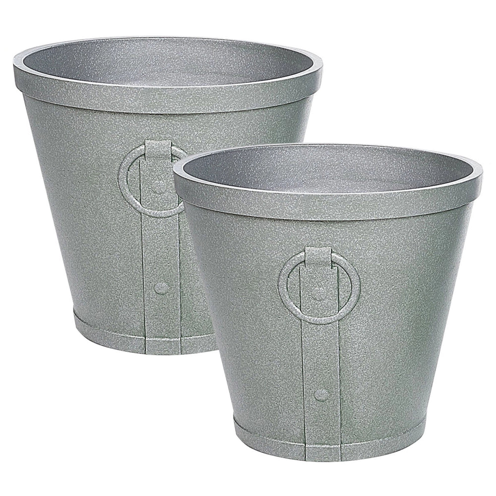 Vaso per piante in fibra di argilla grigio  37 x ⌀ 36 cm per esterni interni per tutte le stagioni