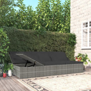 Lettino Reclinabile con Cuscini in Polyrattan Grigio Scuro cod mxl 71239