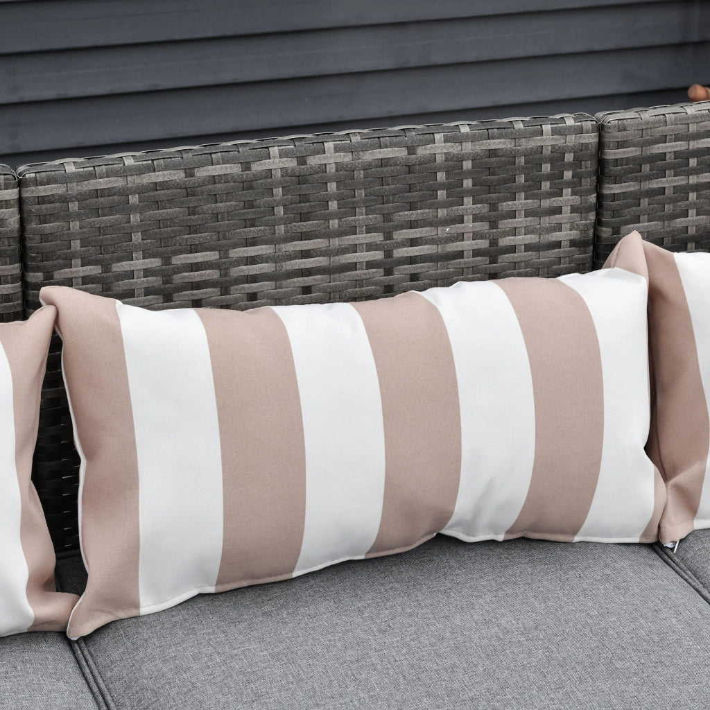 Divano da Giardino 3 Posti in Rattan ¨C zephmum ¨C Grigio, Cuscini Sfoderabili, 173x68x78 cm