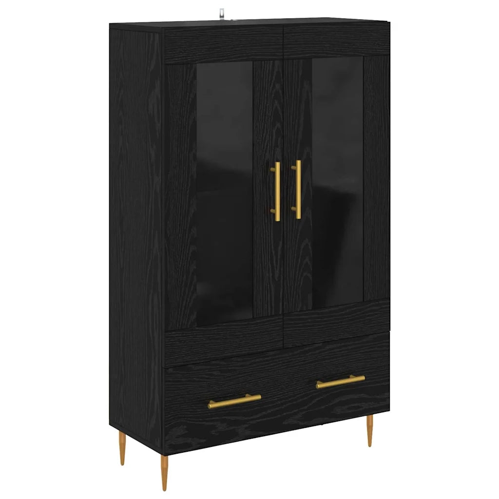 Credenza con Cassetto-Buffet-Armadio da cucina Rovere Nero 69,5 x 31 x 115 cm
