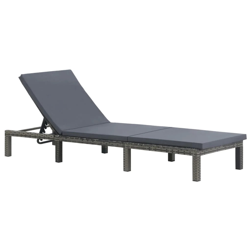 Lettino prendisole sedia a sdraio lettino prendisole letto da giardino mobili da esterno per patio con cuscino resina intrecciata antracite 02_0012505