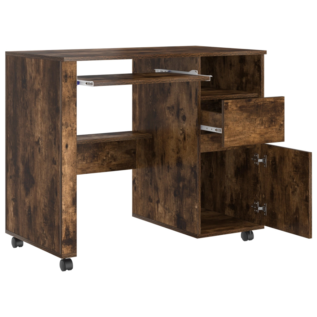 Scrivania per computer marrone Rovere affumicato Legno ingegnerizzato